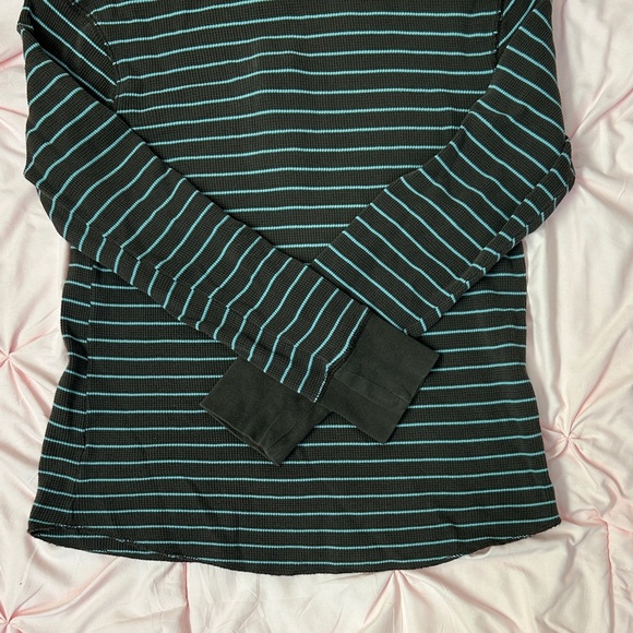 Mossimo Supply Co. Black and Teal Striped Henley - Picture 3 of 5
